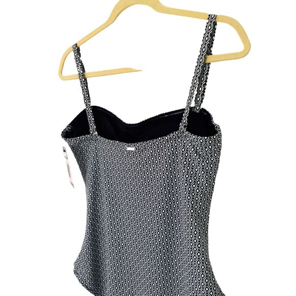 NWT DKNY Womens One Piece Swimsuit Black White Strapless Option Built In Bra XXL - Picture 8 of 12